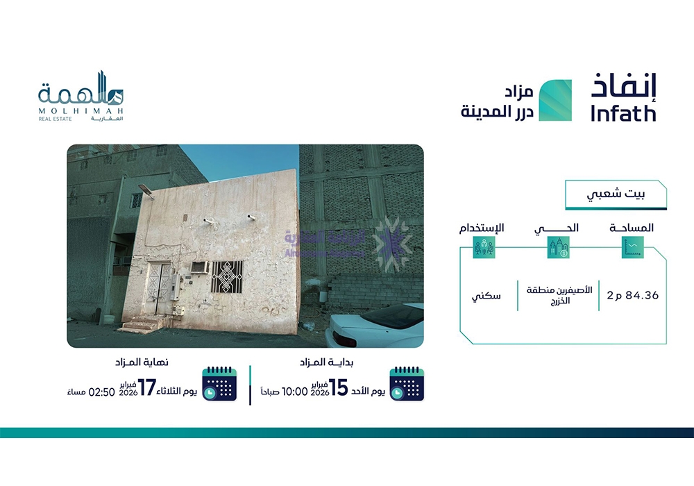 بيت شعبي بحي الأصيفرين منطقة الخزرج بمساحة 84.36 م² في المدينة المنورة